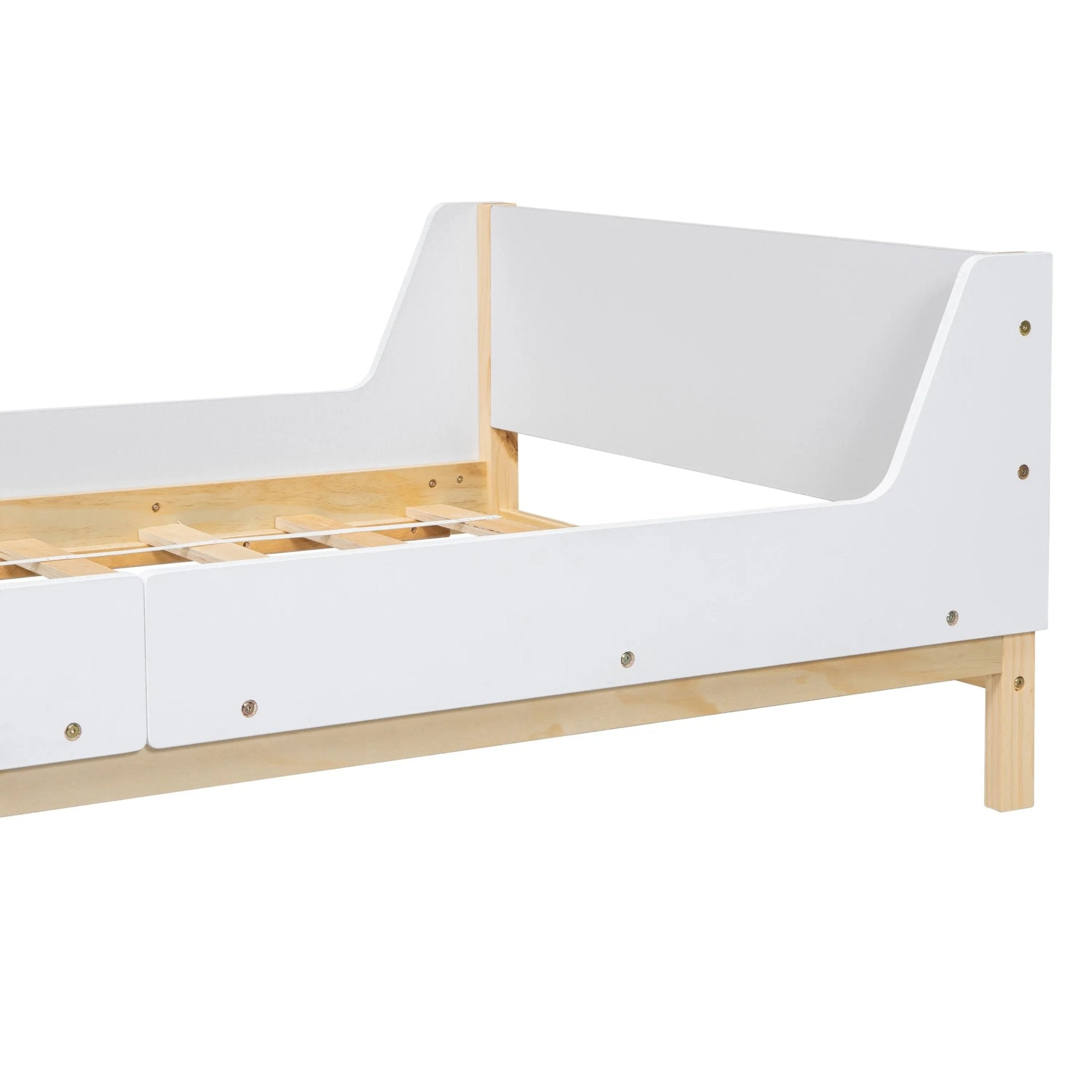 Bellemave® Twin Size Platform Bed with Headboard, Footboard and Safeguards - Bellemave