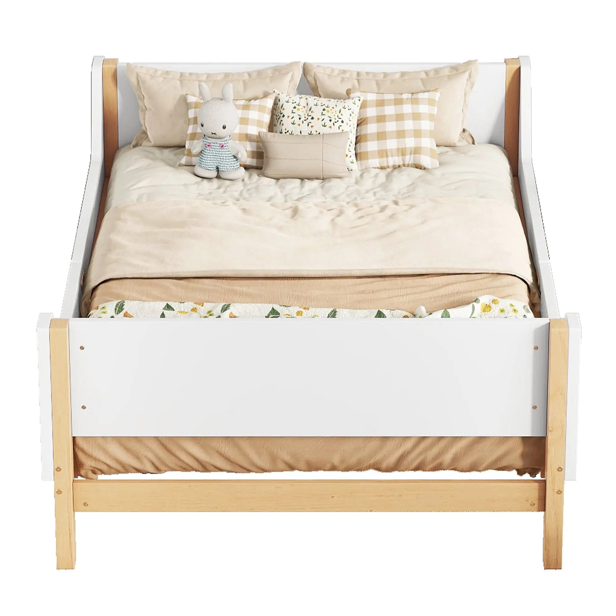 Bellemave® Twin Size Platform Bed with Headboard, Footboard and Safeguards - Bellemave