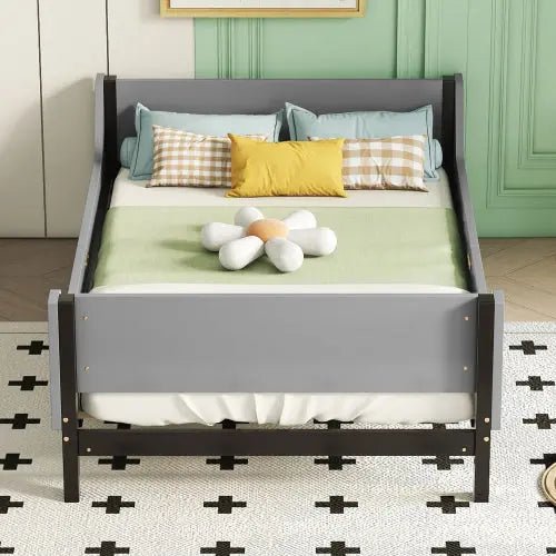 Bellemave® Twin Size Platform Bed with Headboard, Footboard and Safeguards - Bellemave