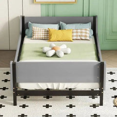 Bellemave® Twin Size Platform Bed with Headboard, Footboard and Safeguards - Bellemave