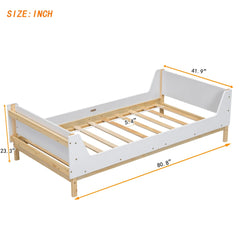 Bellemave® Twin Size Platform Bed with Headboard, Footboard and Safeguards - Bellemave