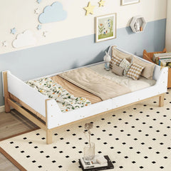 Bellemave® Twin Size Platform Bed with Headboard, Footboard and Safeguards - Bellemave