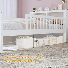 Bellemave® Twin Size Platform Bed with Headboard Storage Rack, 2 Drawers and 3 - Side Guardrail - Bellemave