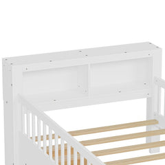 Bellemave® Twin Size Platform Bed with Headboard Storage Rack, 2 Drawers and 3 - Side Guardrail - Bellemave