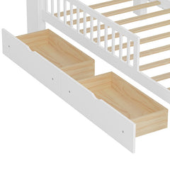 Bellemave® Twin Size Platform Bed with Headboard Storage Rack, 2 Drawers and 3 - Side Guardrail - Bellemave