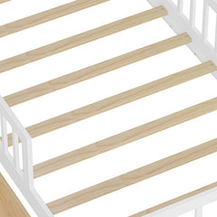 Bellemave® Twin Size Platform Bed with Headboard Storage Rack, 2 Drawers and 3 - Side Guardrail - Bellemave