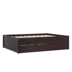 Bellemave® Twin Size Platform Bed with Trundle & 2 Drawers, Solid Wood Bed Frame with Built - in Power Strip, Low Profile No Box Spring Needed, White - Bellemave