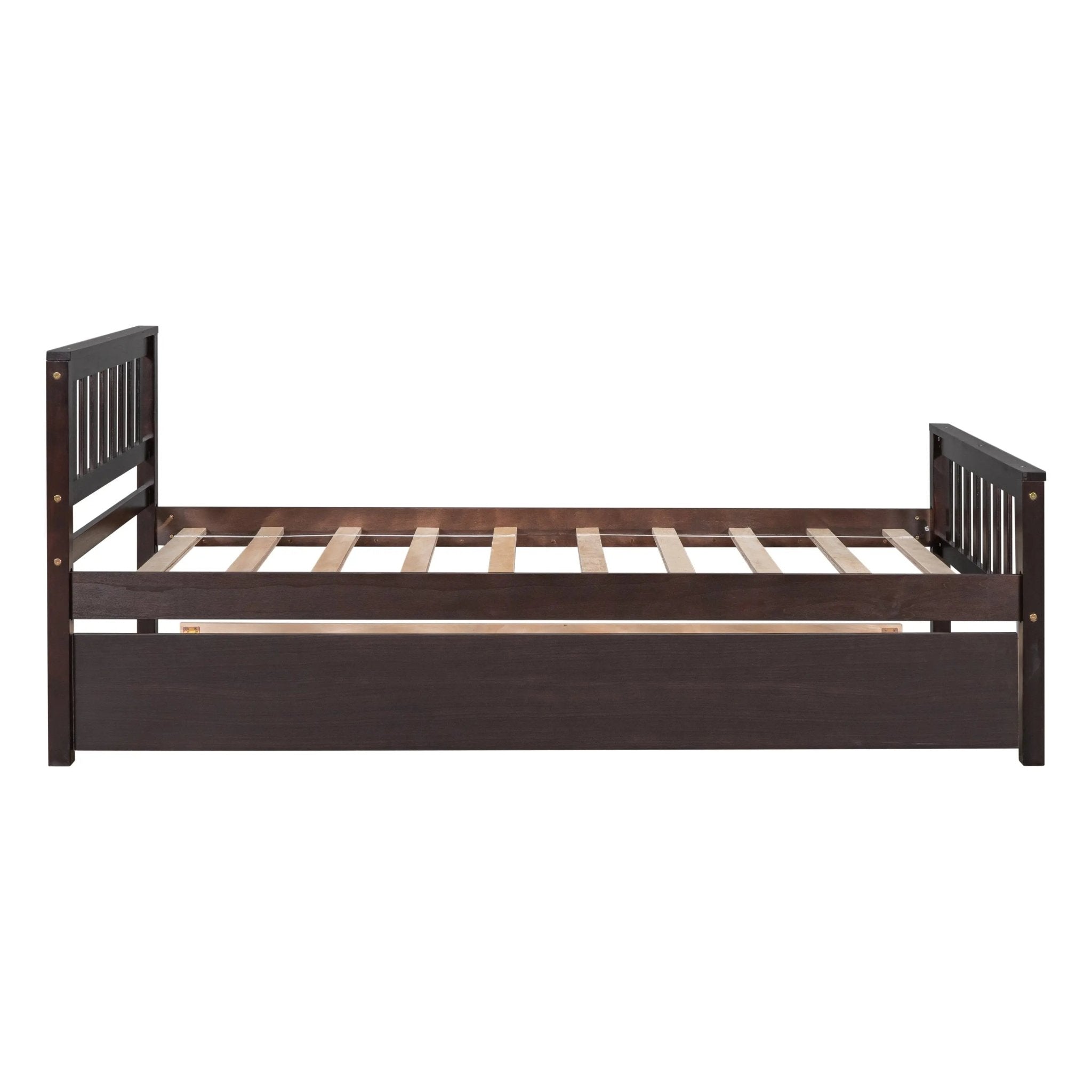 Bellemave® Twin Size Platform Bed with Trundle, Headboard and Footboard - Bellemave