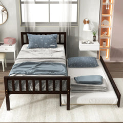 Bellemave® Twin Size Platform Bed with Trundle, Headboard and Footboard - Bellemave