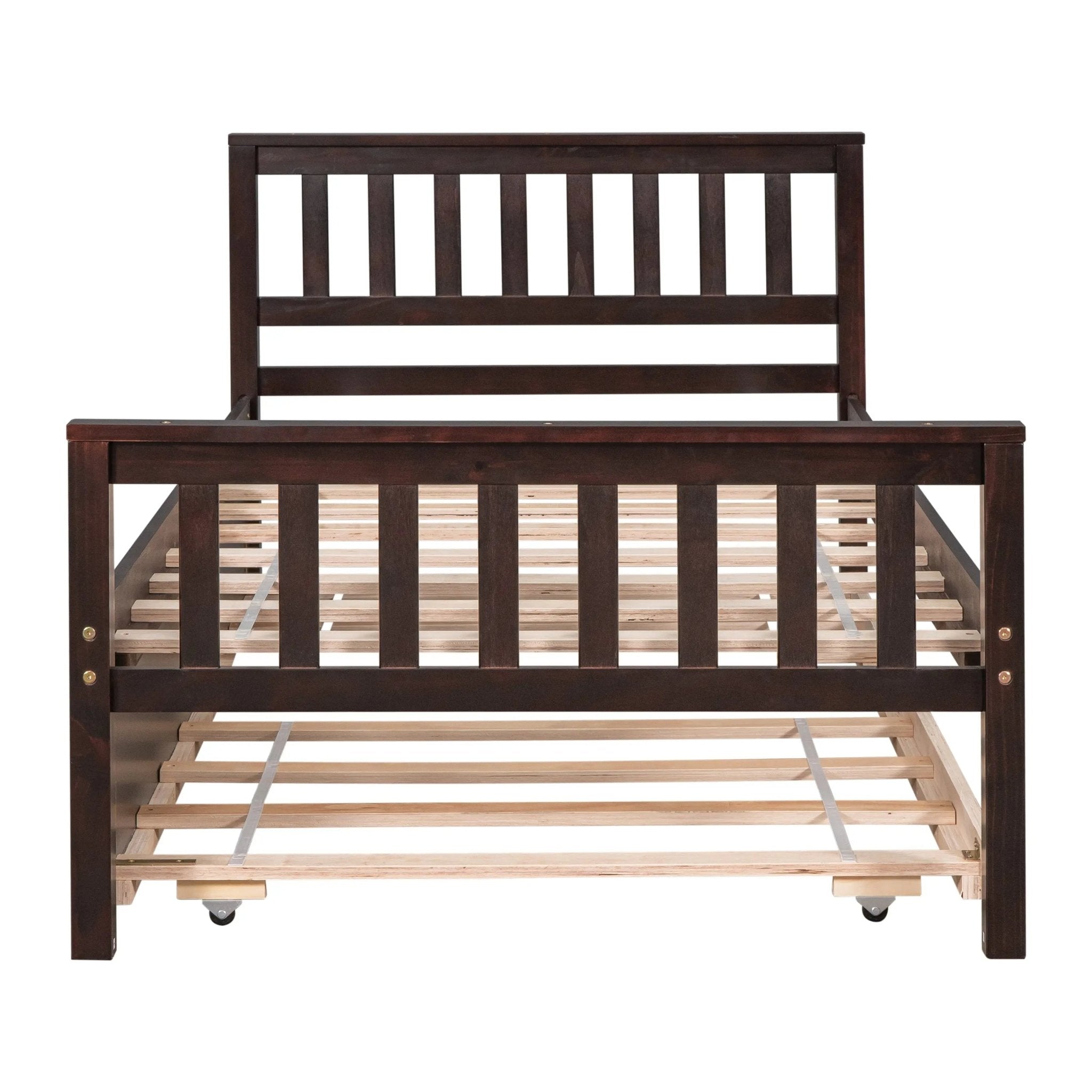 Bellemave® Twin Size Platform Bed with Trundle, Headboard and Footboard - Bellemave