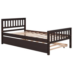 Bellemave® Twin Size Platform Bed with Trundle, Headboard and Footboard - Bellemave
