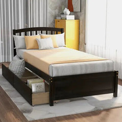 Bellemave® Twin Size Platform Bed with Two Drawers and Headboard - Bellemave
