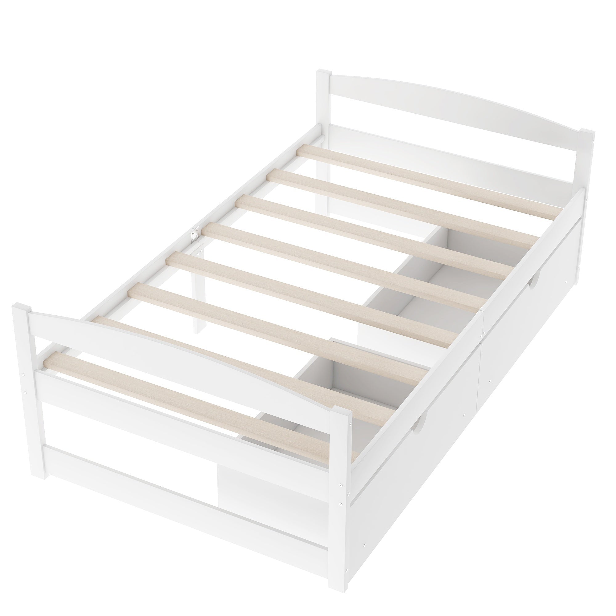 Bellemave Twin Size Platform Bed with Two Storage Drawers, Solid Wood Platform Bed Frames Headboard and Wooden Slats Support - Bellemave