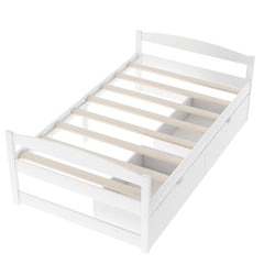 Bellemave Twin Size Platform Bed with Two Storage Drawers, Solid Wood Platform Bed Frames Headboard and Wooden Slats Support - Bellemave