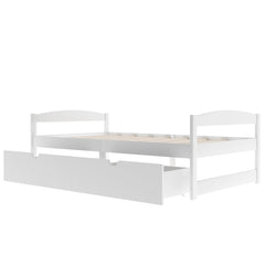 Bellemave Twin Size Platform Bed with Two Storage Drawers, Solid Wood Platform Bed Frames Headboard and Wooden Slats Support - Bellemave