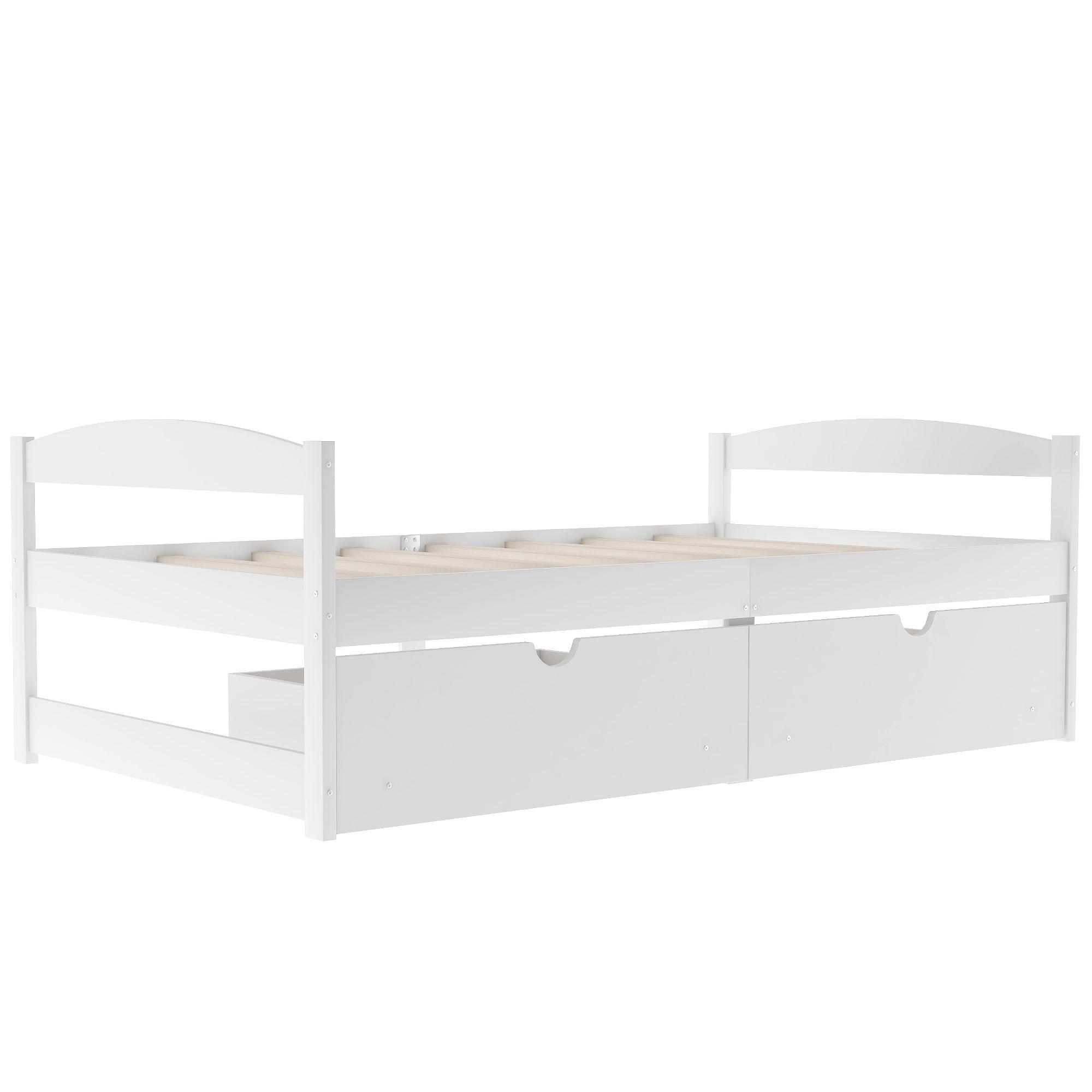 Bellemave Twin Size Platform Bed with Two Storage Drawers, Solid Wood Platform Bed Frames Headboard and Wooden Slats Support - Bellemave