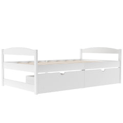 Bellemave Twin Size Platform Bed with Two Storage Drawers, Solid Wood Platform Bed Frames Headboard and Wooden Slats Support - Bellemave