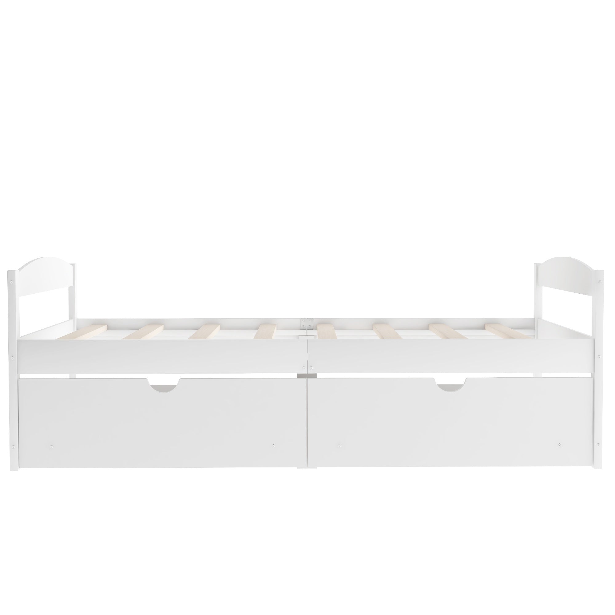 Bellemave Twin Size Platform Bed with Two Storage Drawers, Solid Wood Platform Bed Frames Headboard and Wooden Slats Support - Bellemave