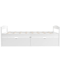 Bellemave Twin Size Platform Bed with Two Storage Drawers, Solid Wood Platform Bed Frames Headboard and Wooden Slats Support - Bellemave