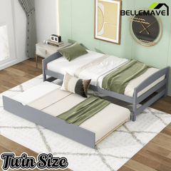 Bellemave Twin Size Platform Bed with Two Storage Drawers, Solid Wood Platform Bed Frames Headboard and Wooden Slats Support - Bellemave