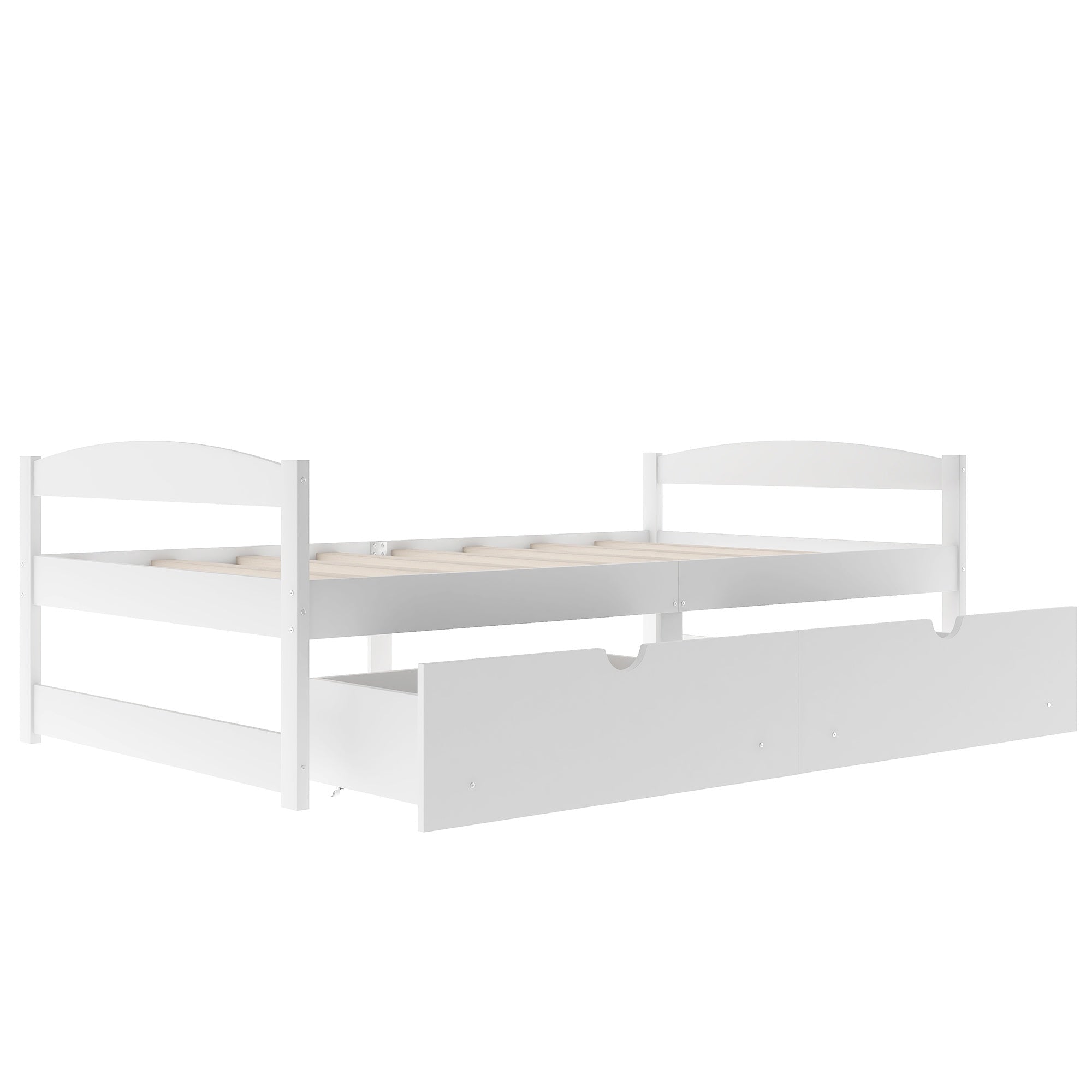 Bellemave Twin Size Platform Bed with Two Storage Drawers, Solid Wood Platform Bed Frames Headboard and Wooden Slats Support - Bellemave