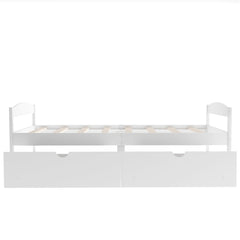 Bellemave Twin Size Platform Bed with Two Storage Drawers, Solid Wood Platform Bed Frames Headboard and Wooden Slats Support - Bellemave
