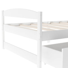Bellemave Twin Size Platform Bed with Two Storage Drawers, Solid Wood Platform Bed Frames Headboard and Wooden Slats Support - Bellemave