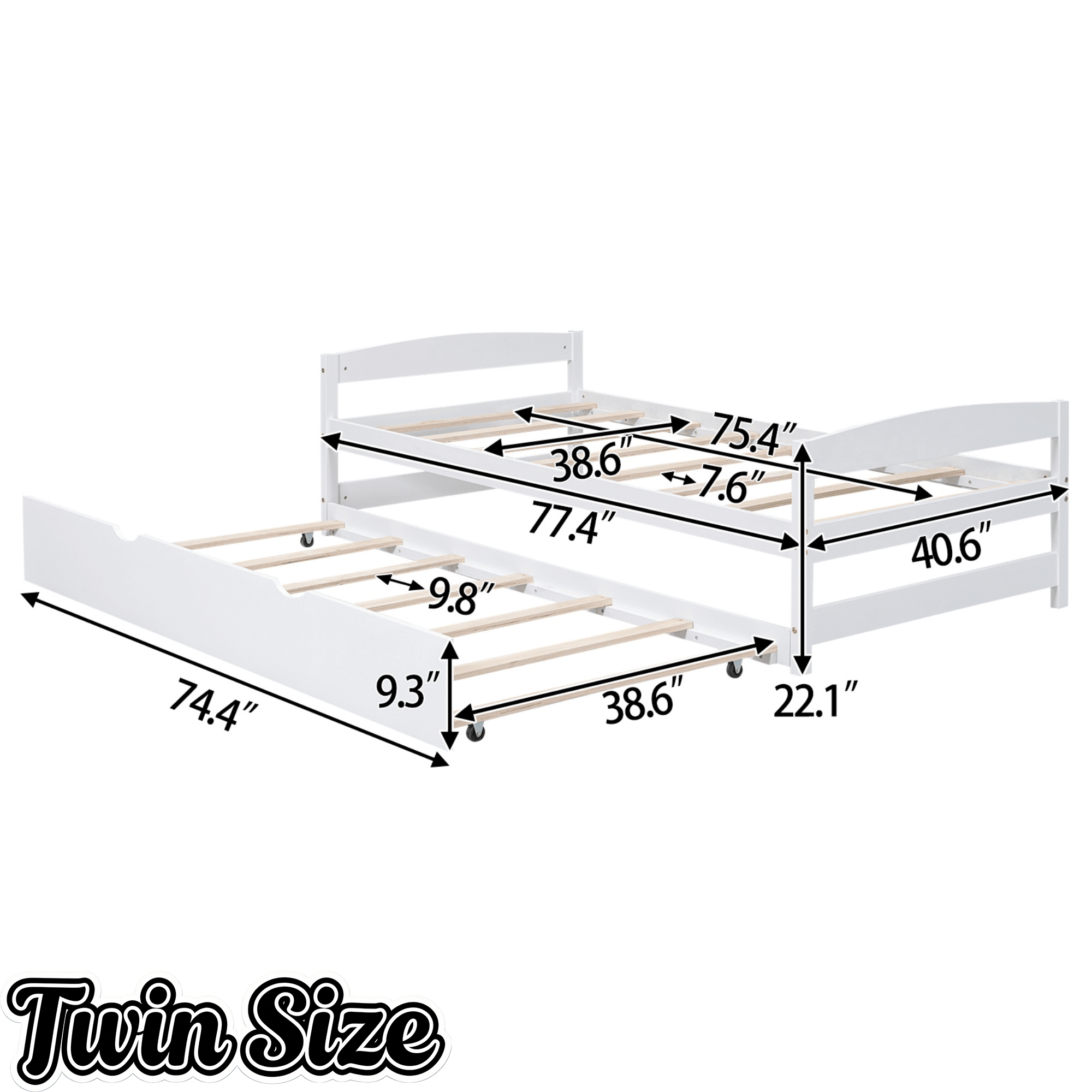 Bellemave Twin Size Platform Bed with Two Storage Drawers, Solid Wood Platform Bed Frames Headboard and Wooden Slats Support - Bellemave