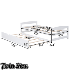 Bellemave Twin Size Platform Bed with Two Storage Drawers, Solid Wood Platform Bed Frames Headboard and Wooden Slats Support - Bellemave