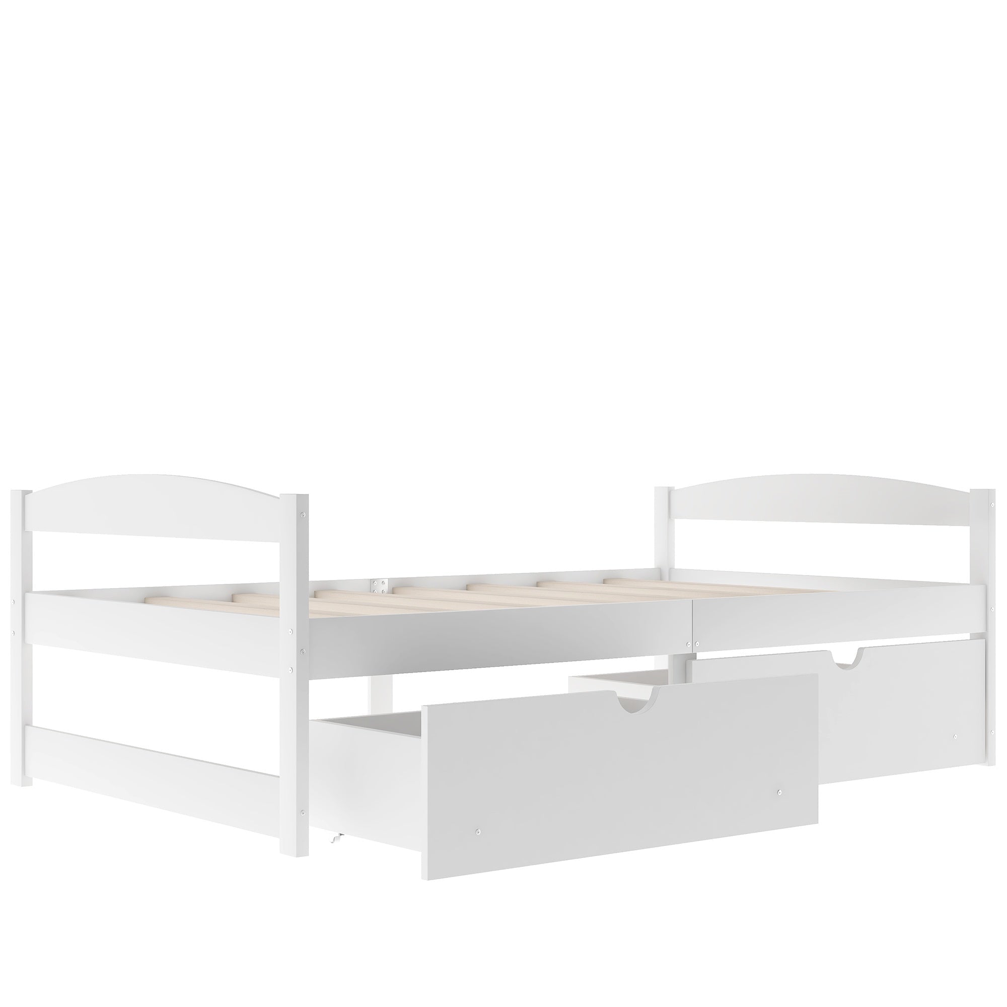 Bellemave Twin Size Platform Bed with Two Storage Drawers, Solid Wood Platform Bed Frames Headboard and Wooden Slats Support - Bellemave