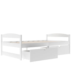 Bellemave Twin Size Platform Bed with Two Storage Drawers, Solid Wood Platform Bed Frames Headboard and Wooden Slats Support - Bellemave