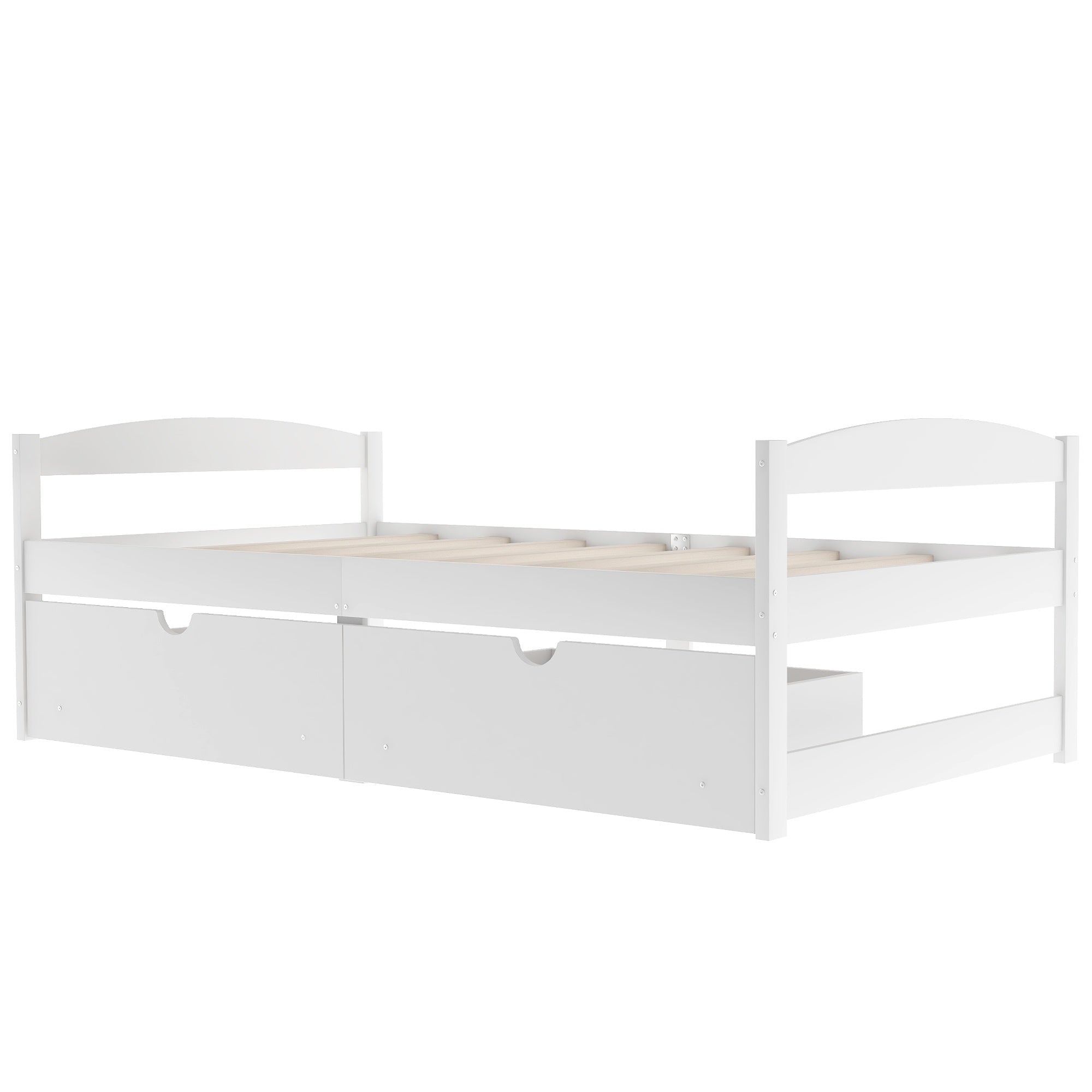 Bellemave Twin Size Platform Bed with Two Storage Drawers, Solid Wood Platform Bed Frames Headboard and Wooden Slats Support - Bellemave