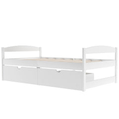 Bellemave Twin Size Platform Bed with Two Storage Drawers, Solid Wood Platform Bed Frames Headboard and Wooden Slats Support - Bellemave