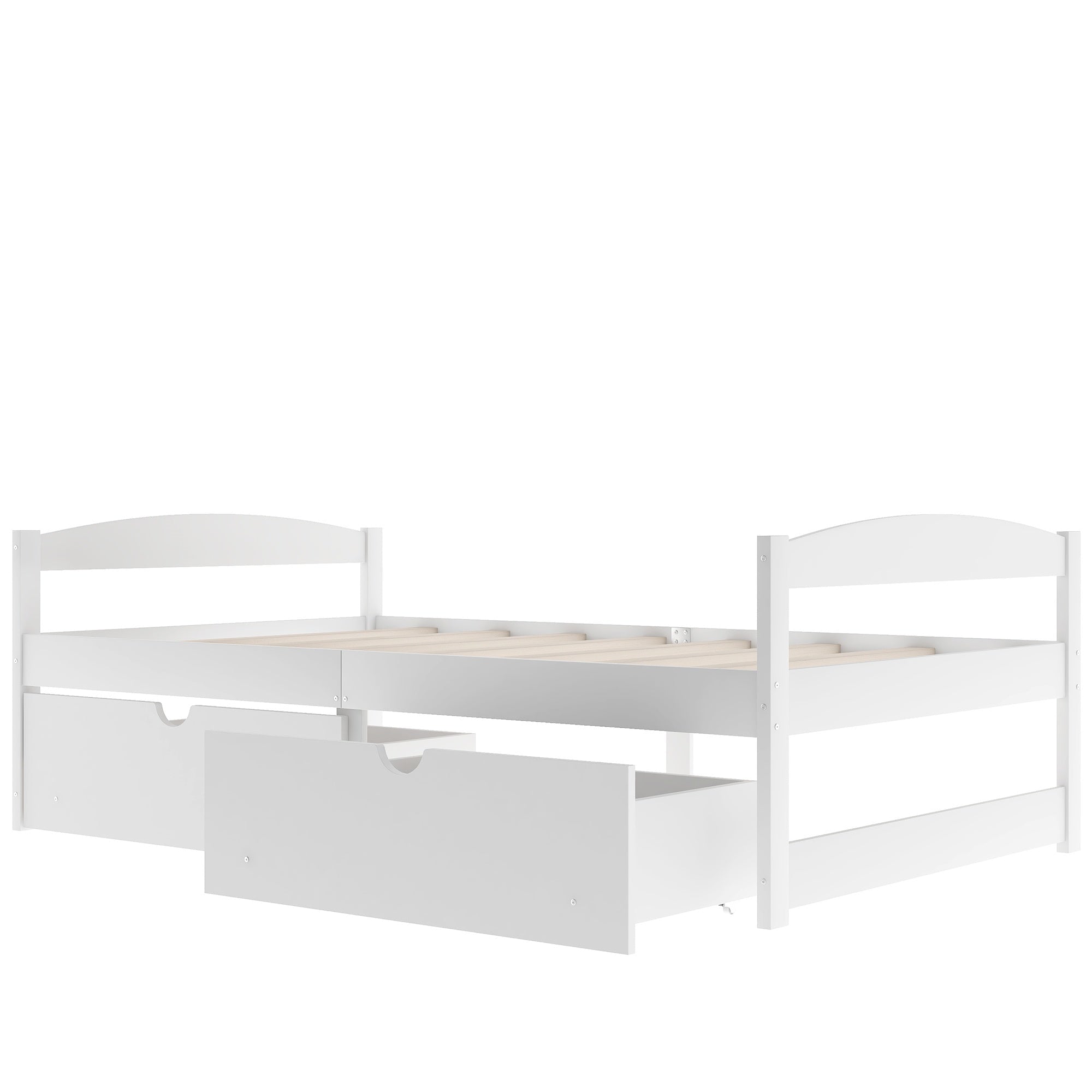 Bellemave Twin Size Platform Bed with Two Storage Drawers, Solid Wood Platform Bed Frames Headboard and Wooden Slats Support - Bellemave