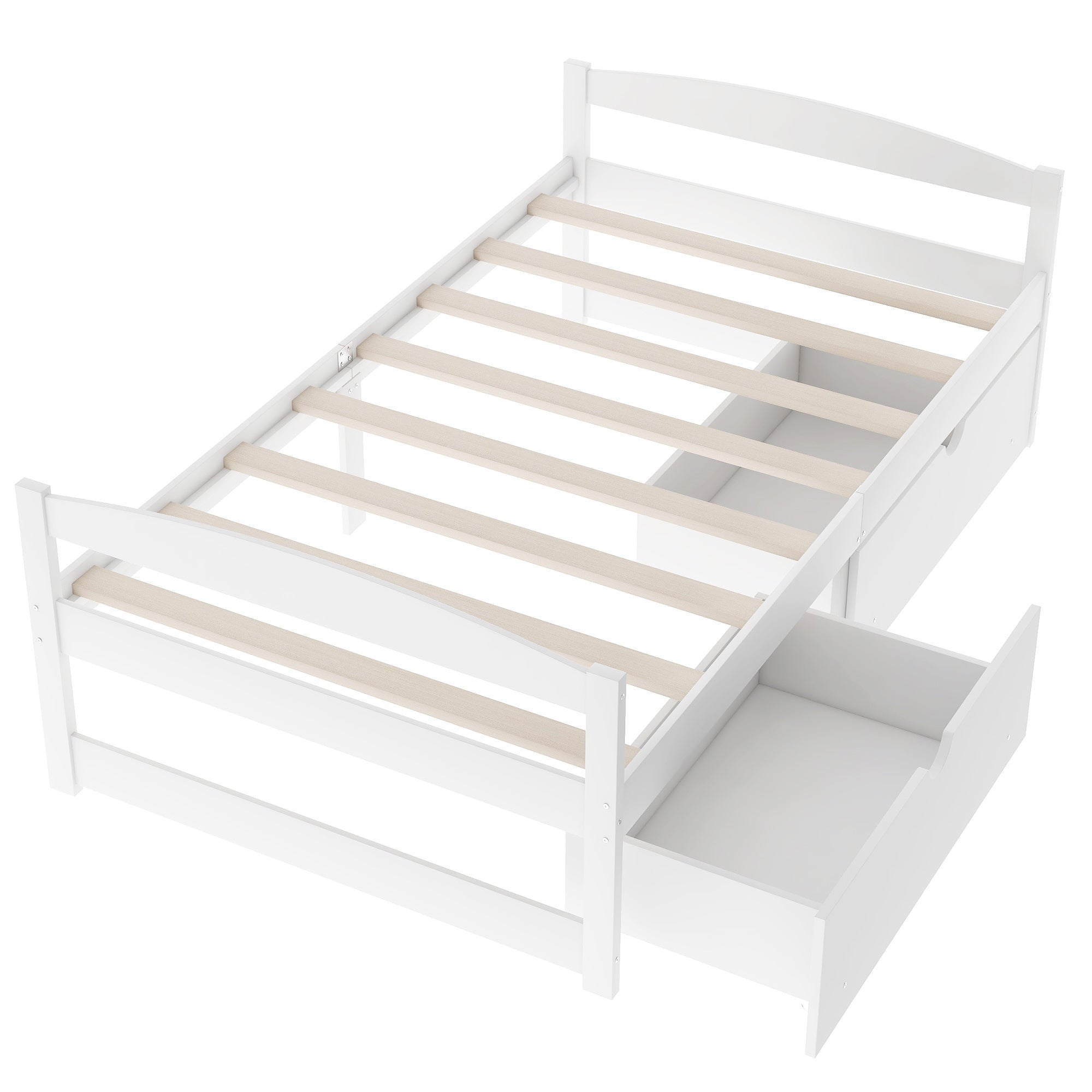 Bellemave Twin Size Platform Bed with Two Storage Drawers, Solid Wood Platform Bed Frames Headboard and Wooden Slats Support - Bellemave