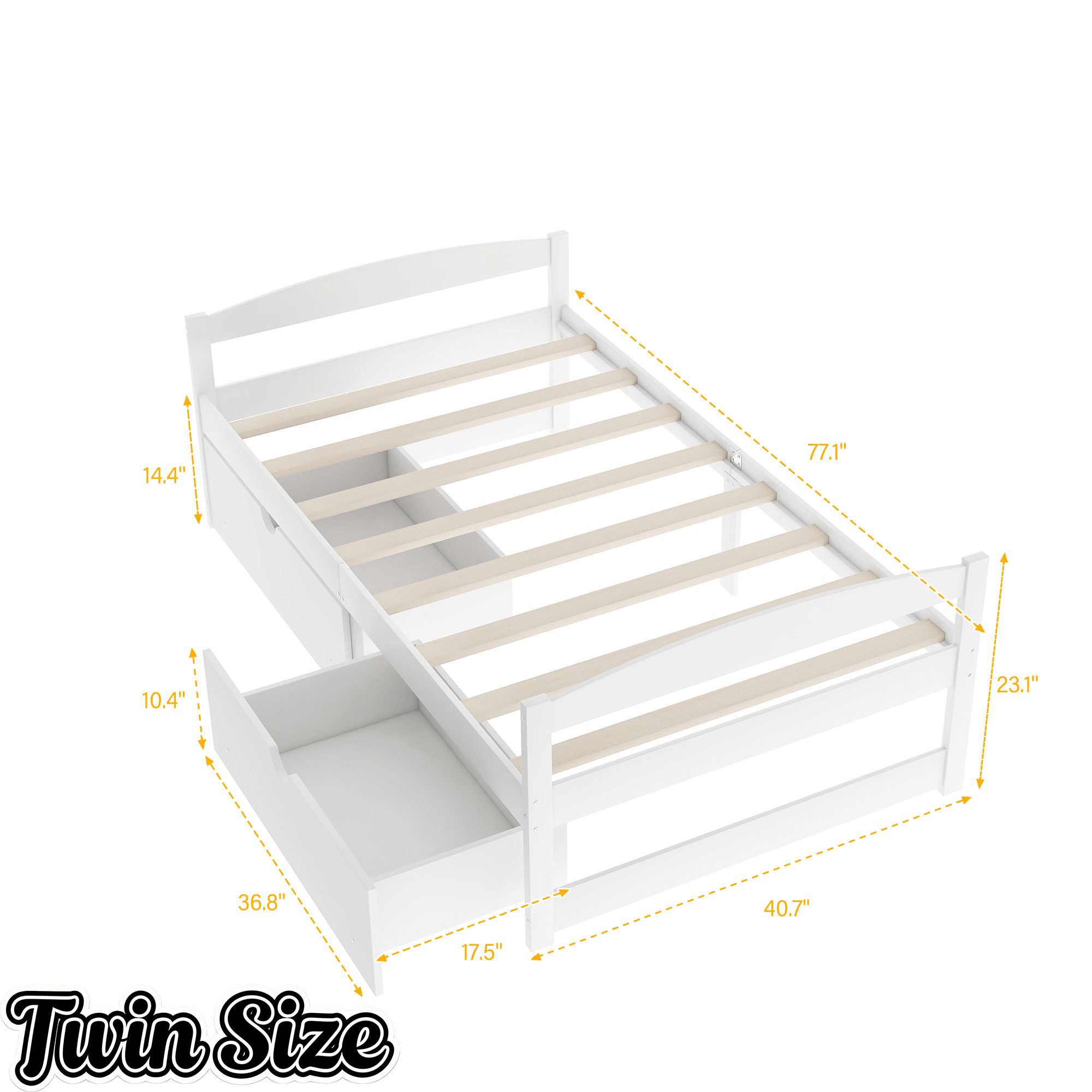 Bellemave Twin Size Platform Bed with Two Storage Drawers, Solid Wood Platform Bed Frames Headboard and Wooden Slats Support - Bellemave