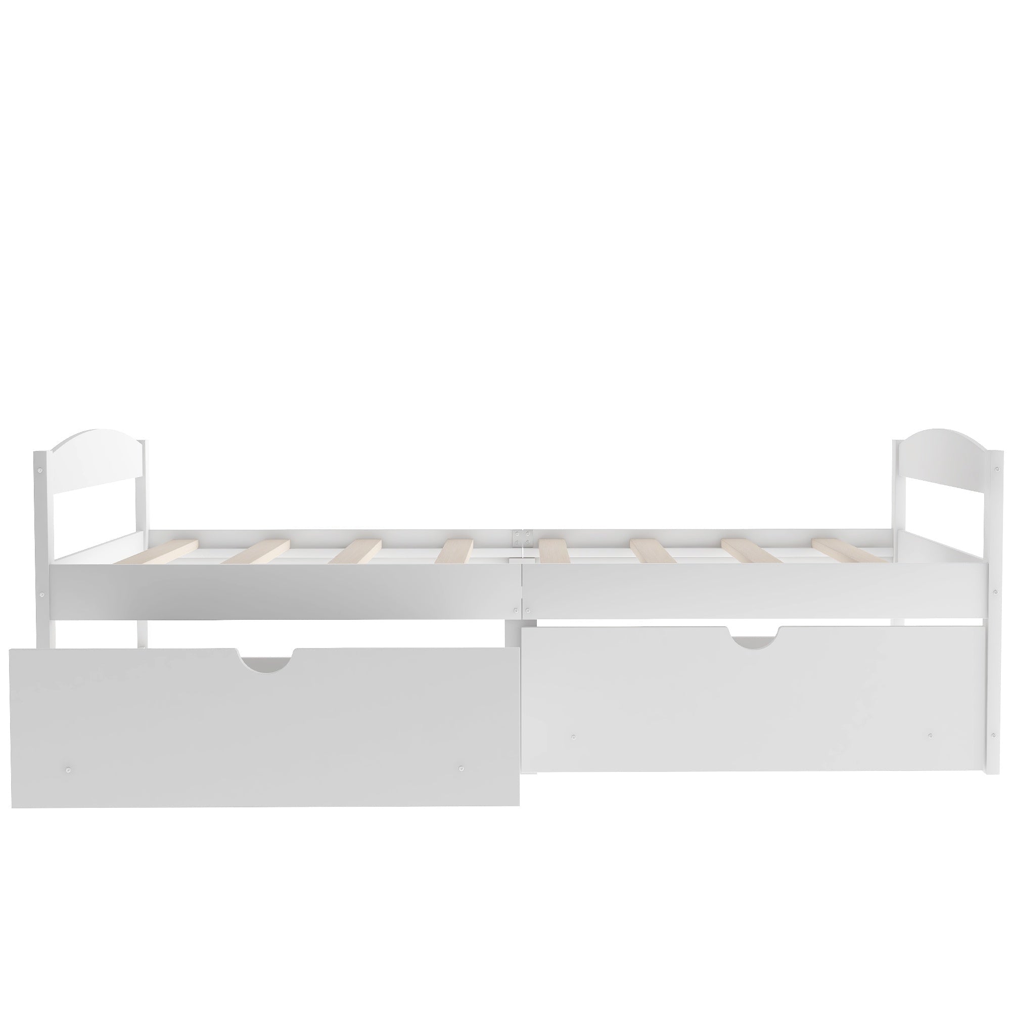 Bellemave Twin Size Platform Bed with Two Storage Drawers, Solid Wood Platform Bed Frames Headboard and Wooden Slats Support - Bellemave