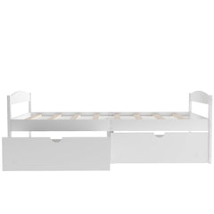 Bellemave Twin Size Platform Bed with Two Storage Drawers, Solid Wood Platform Bed Frames Headboard and Wooden Slats Support - Bellemave