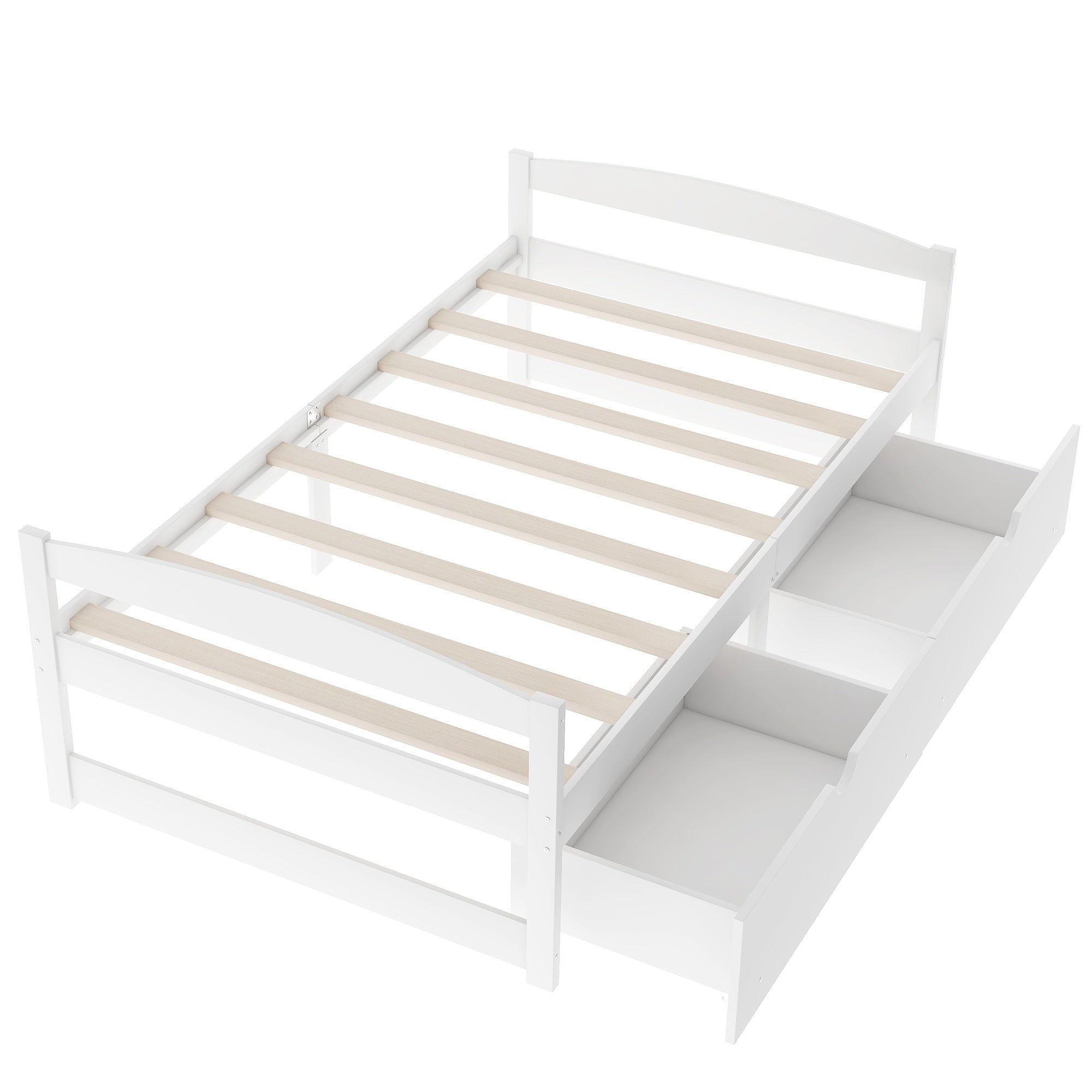 Bellemave Twin Size Platform Bed with Two Storage Drawers, Solid Wood Platform Bed Frames Headboard and Wooden Slats Support - Bellemave
