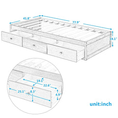 Bellemave® Twin Size Platform Storage Bed with 3 Drawers - Bellemave