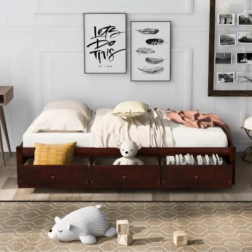 Bellemave® Twin Size Platform Storage Bed with 3 Drawers - Bellemave