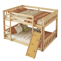 Bellemave® Twin Size Playhouse Floor Bunk Bed with Climbing Ramp, Ladder, Safety Guardrails - Bellemave