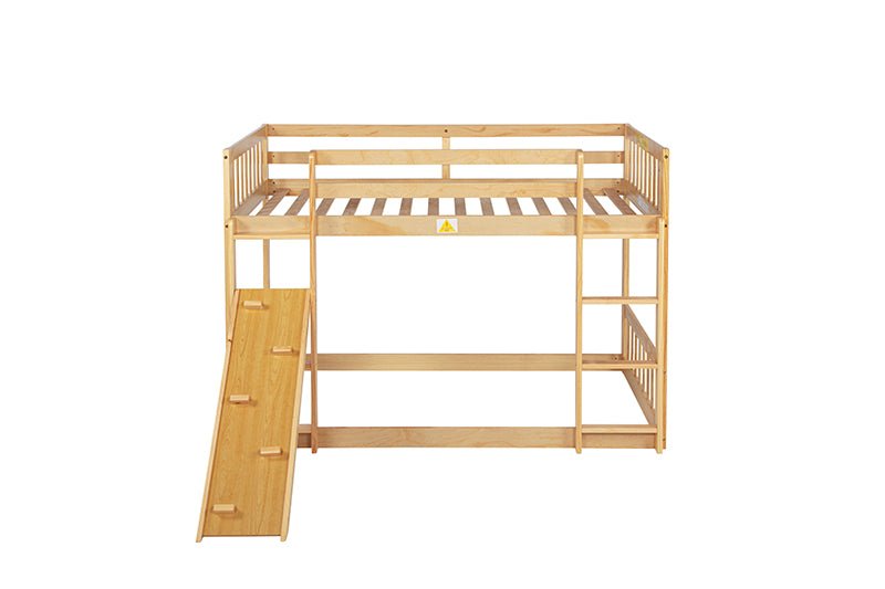 Bellemave® Twin Size Playhouse Floor Bunk Bed with Climbing Ramp, Ladder, Safety Guardrails - Bellemave