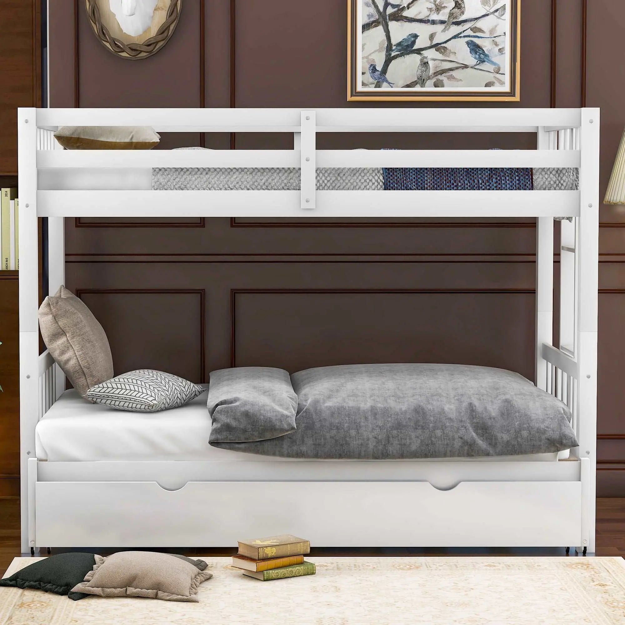 Bellemave® Twin Size Pull - Out Bunk Bed with Trundle Bed - Bellemave