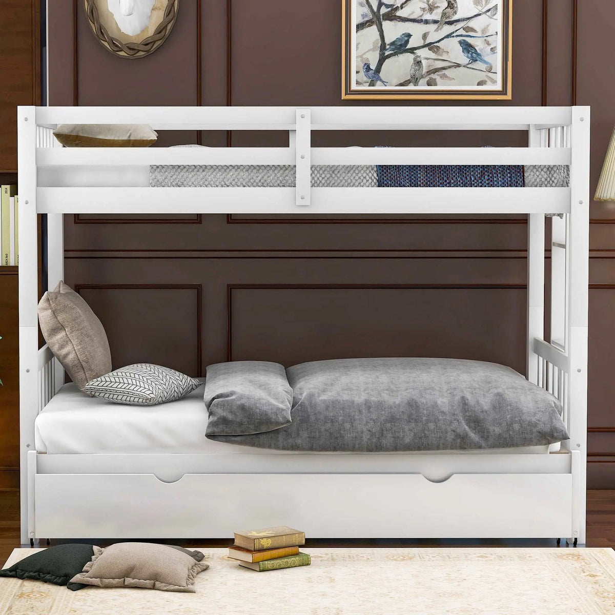 Bellemave® Twin Size Pull - Out Bunk Bed with Trundle Bed - Bellemave