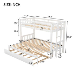 Bellemave® Twin Size Pull - Out Bunk Bed with Trundle Bed - Bellemave