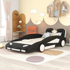 Bellemave® Twin Size Race Car - Shaped Platform Bed with Wheels - Bellemave