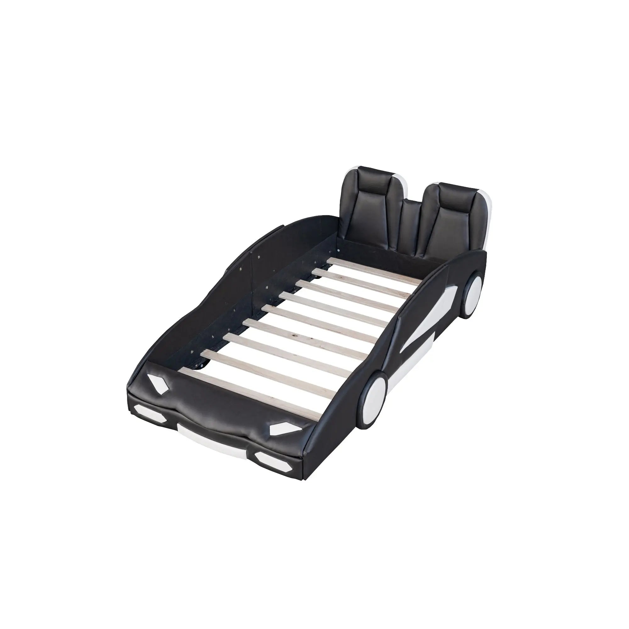 Bellemave® Twin Size Race Car - Shaped Platform Bed with Wheels - Bellemave