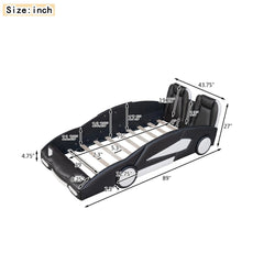 Bellemave® Twin Size Race Car - Shaped Platform Bed with Wheels - Bellemave