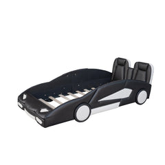 Bellemave® Twin Size Race Car - Shaped Platform Bed with Wheels - Bellemave